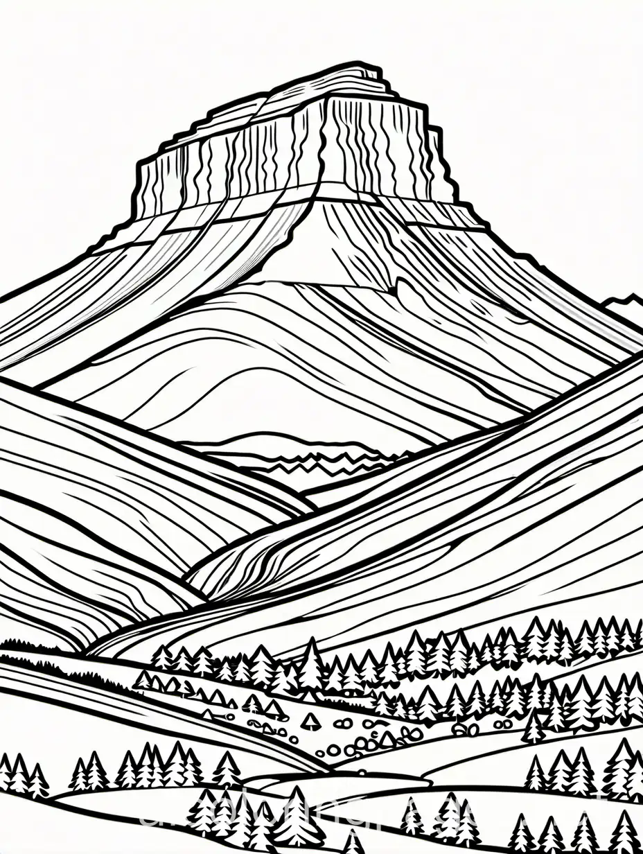 Simple-Black-and-White-Butte-Coloring-Page-for-Kids