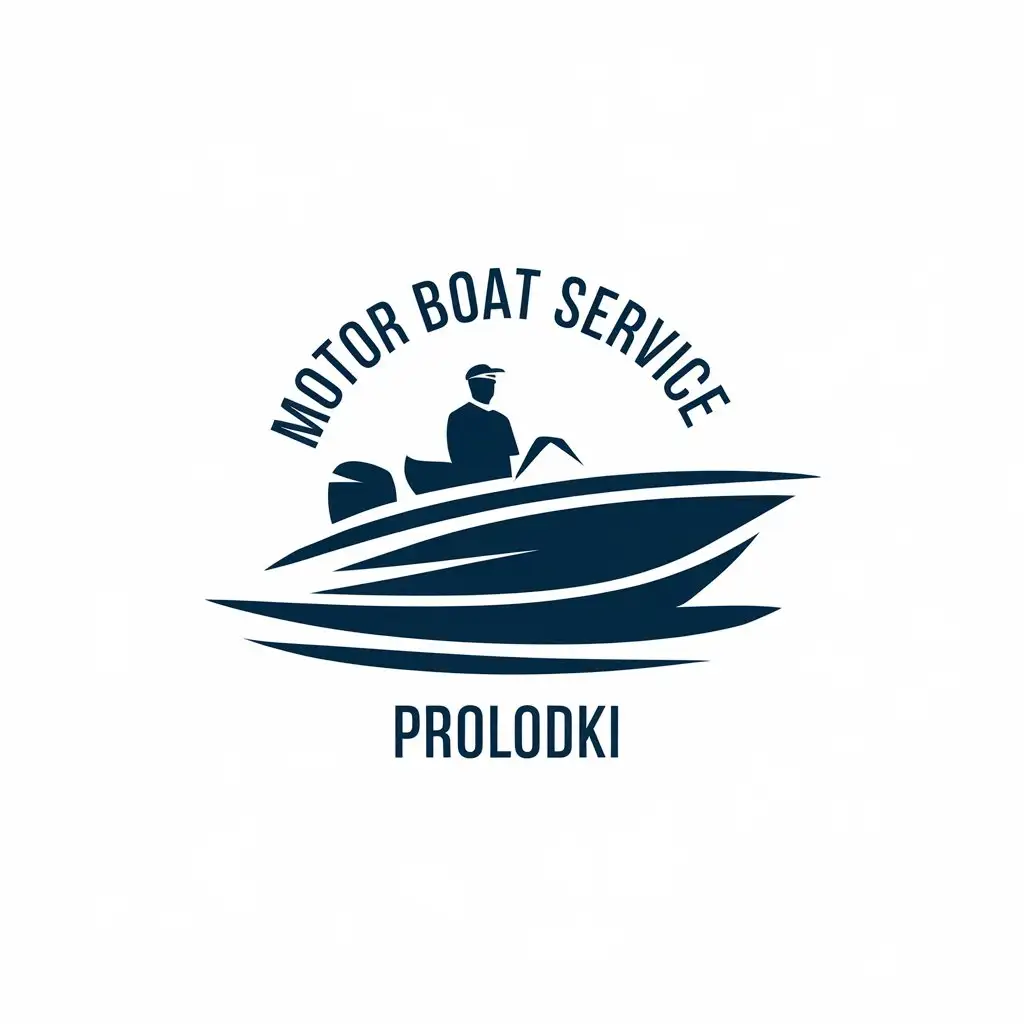 a vector logo design,with the text "motor boat service ProLodki", main symbol:boat, motor boat, helm,Moderate,clear background