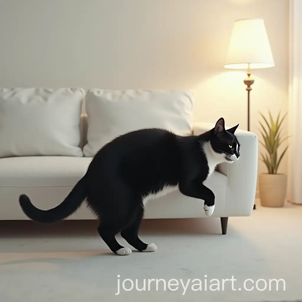 Exhausted-Tuxedo-Cat-Relaxing-on-Plush-Sofa-in-Modern-Living-Room