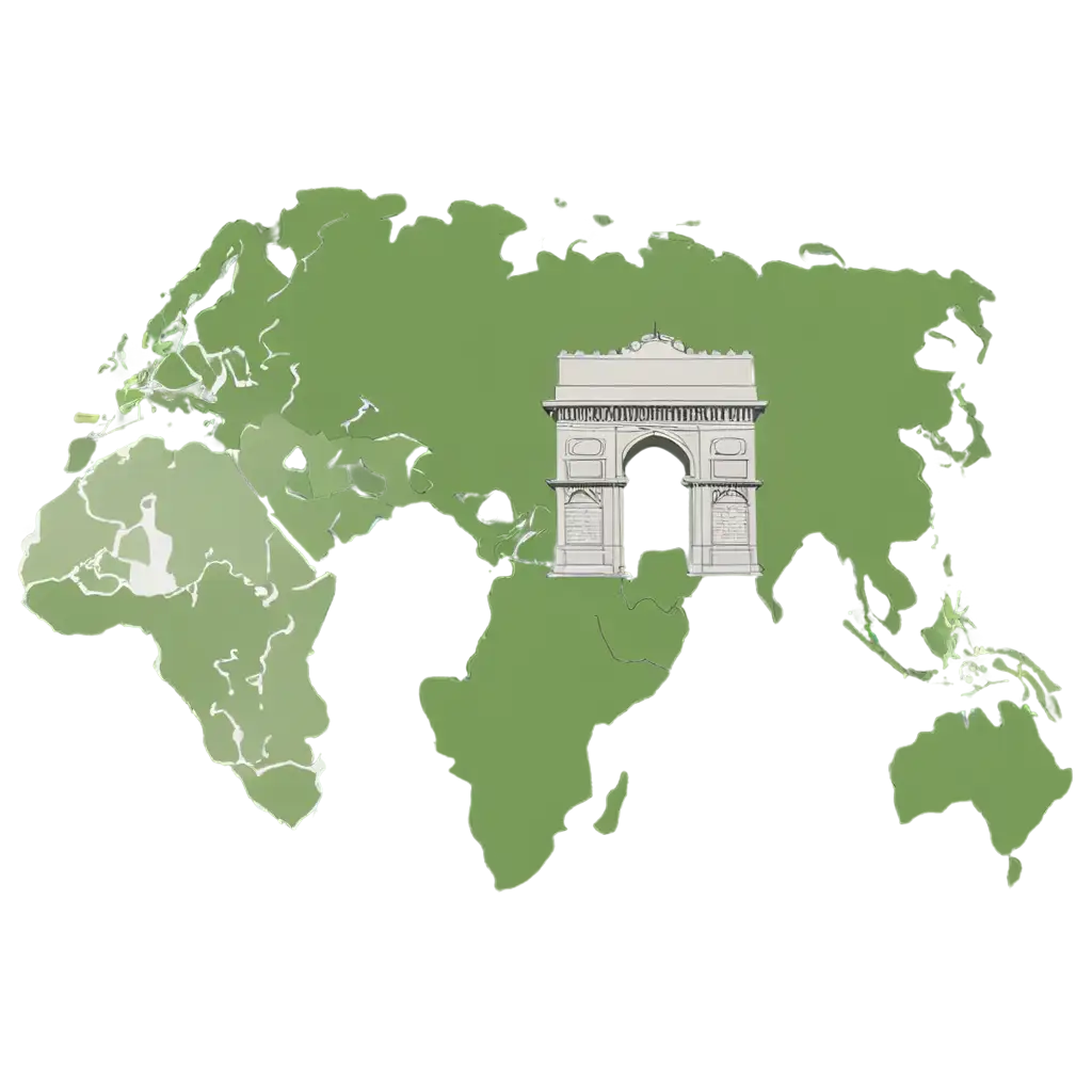 World-Map-with-India-Gate-PNG-Image-Perfect-for-HighQuality-Graphics-and-Visual-Projects