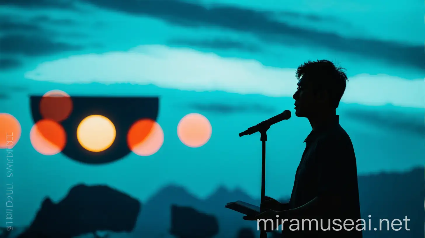 Silhouette of Asian Man Copying Image