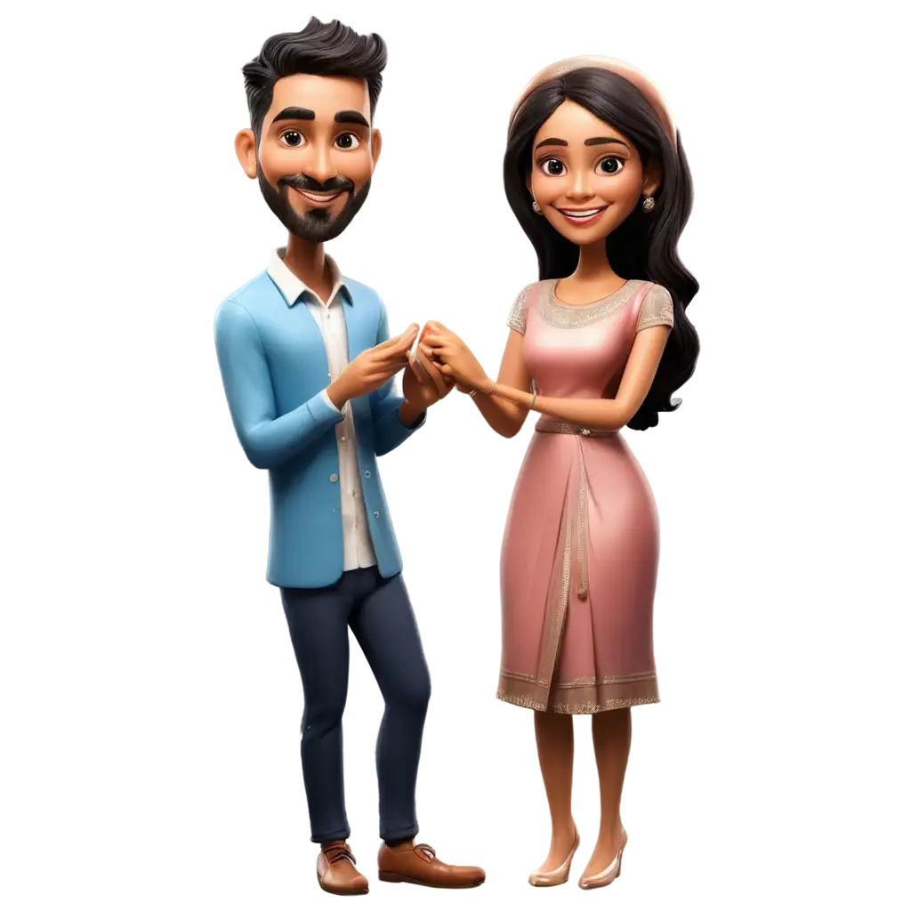 Indian-Couple-Caricature-Propose-Ring-PNG-Image-Romantic-Cartoon-Art