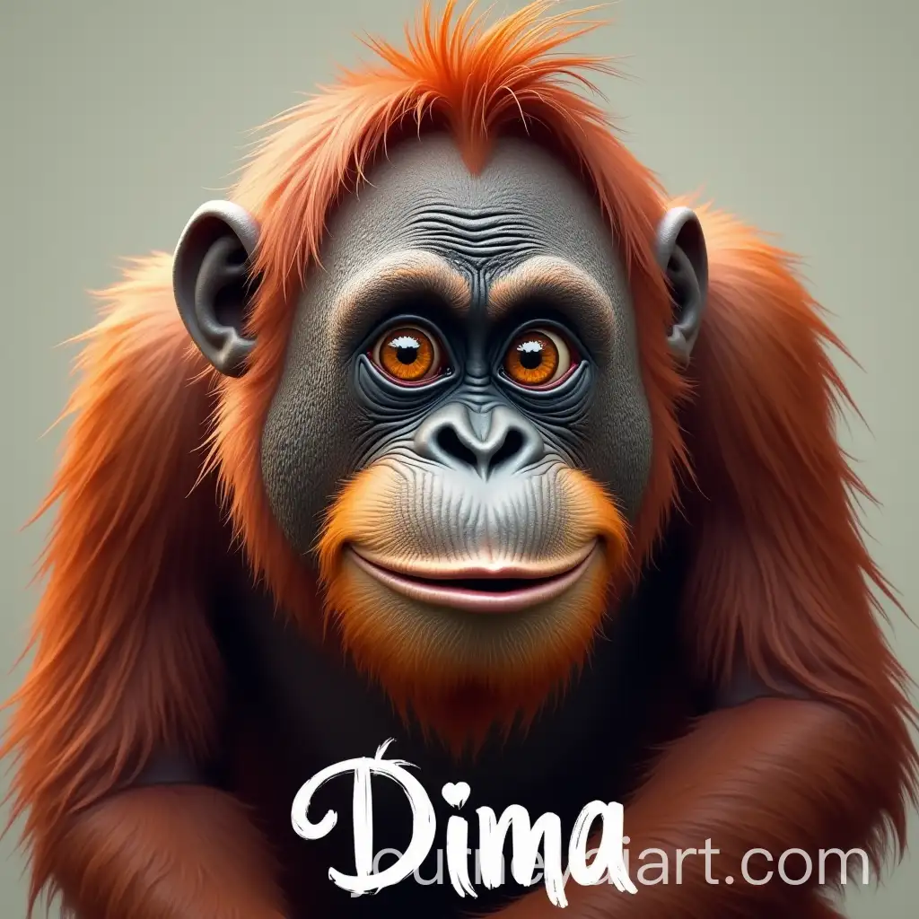 Playful-Orangutan-with-Funny-Expression-and-Personalized-Inscription-Dima