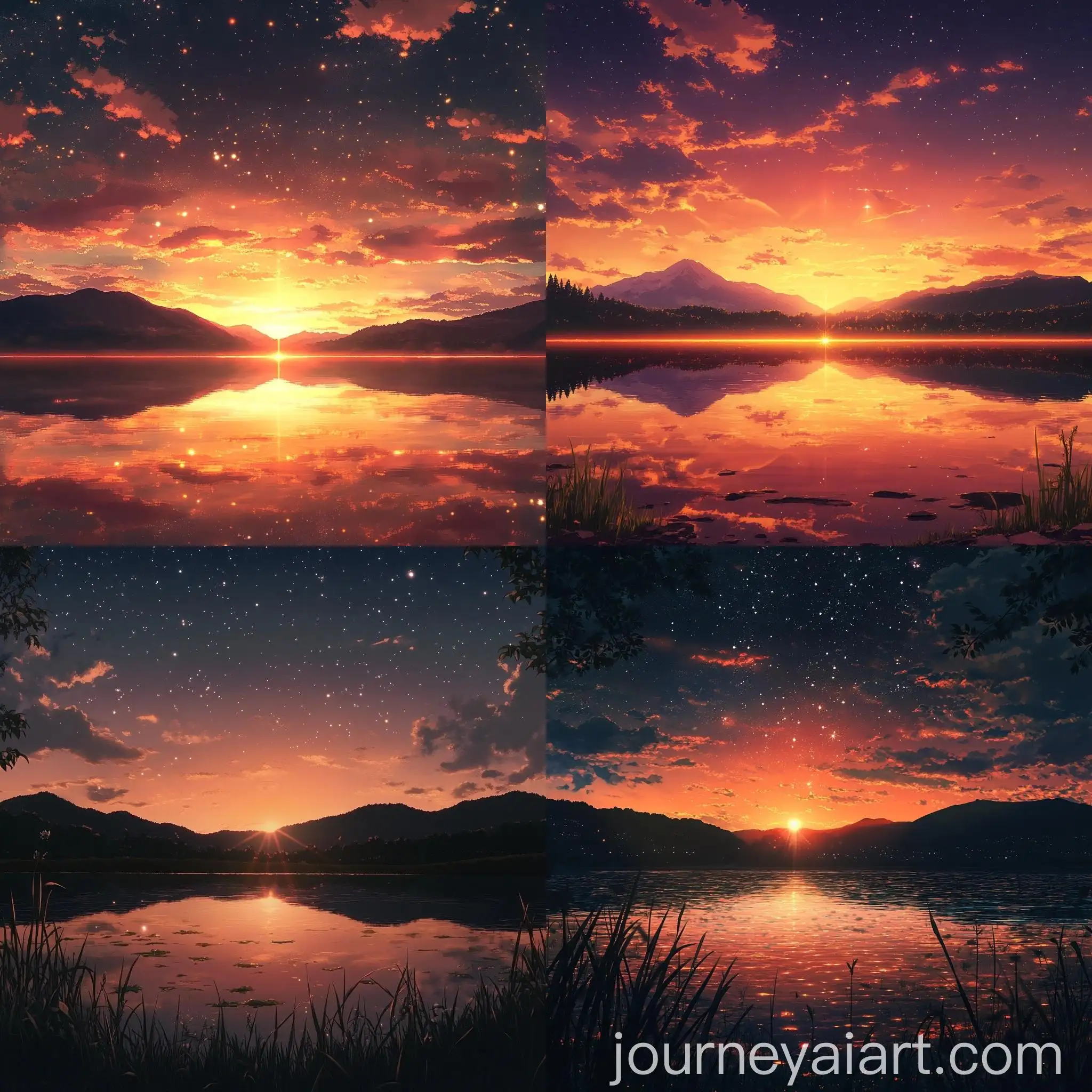 Tranquil-Sunset-Lake-Nature-Wallpaper-in-4K-Inspired-by-Makoto-Shinkai