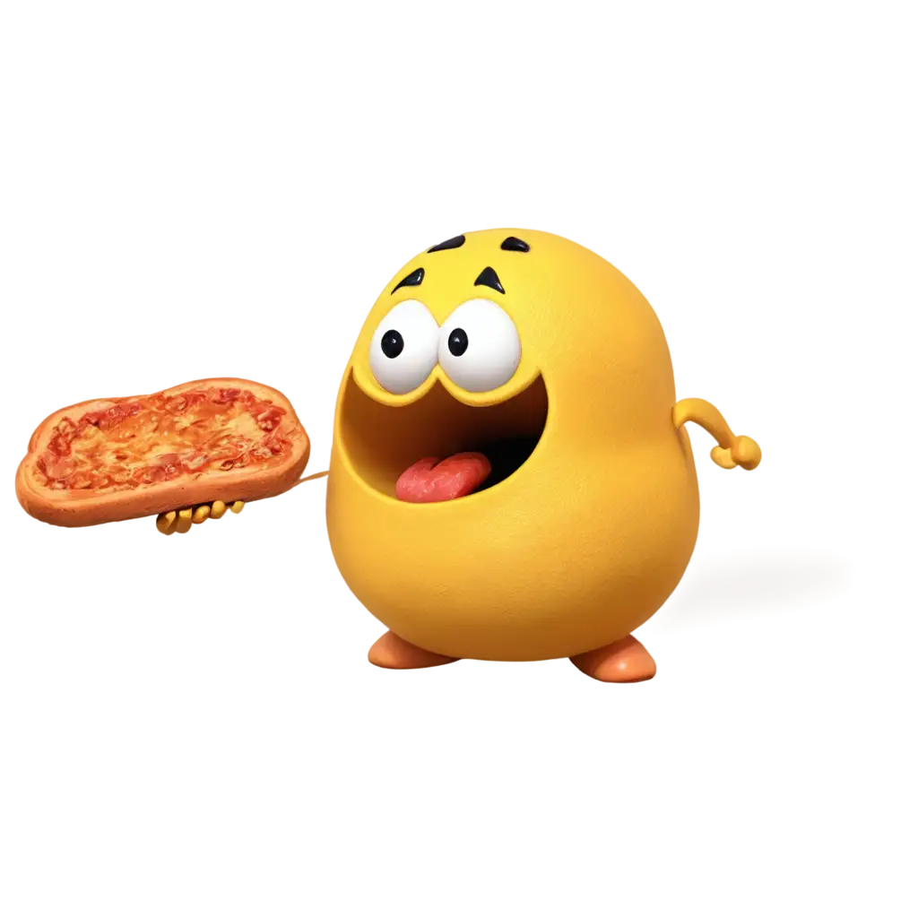 a realistic image of a fat pacman chasing bread