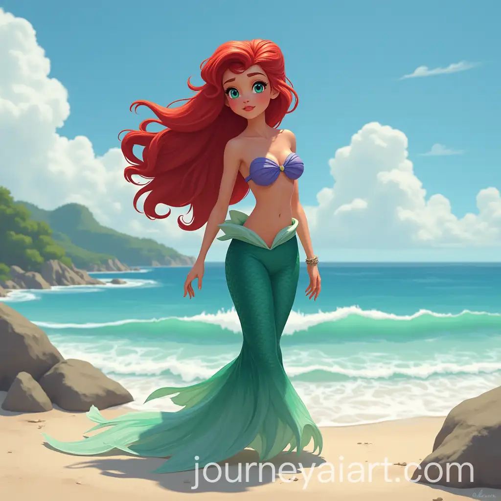 Ariel-Mermaid-Enjoying-Sunset-at-Beach