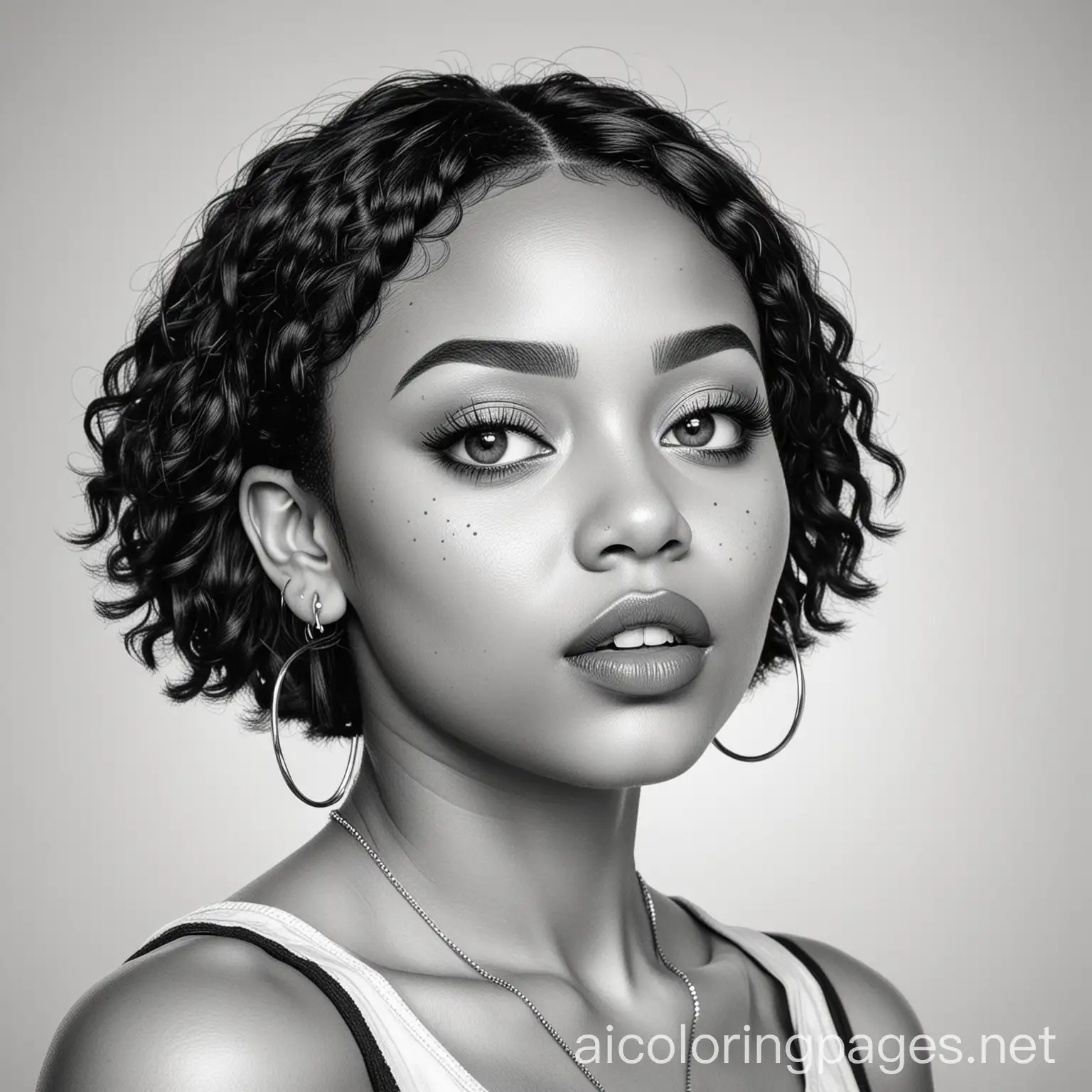 Young-Black-Girl-Coloring-Page-with-Short-Bob-Hair-and-Nose-Ring