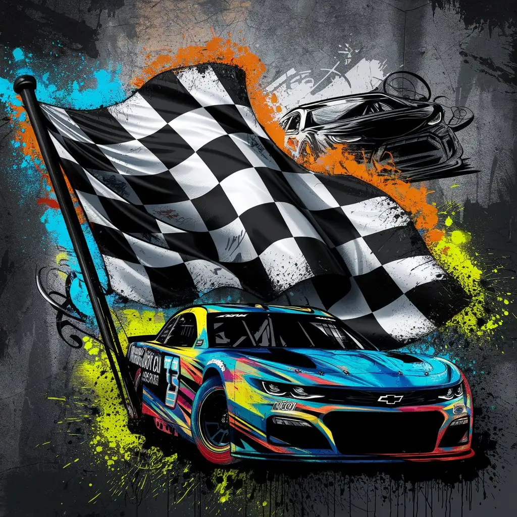 Bold-GraffitiStyle-NASCAR-Checkered-Flag-with-Racing-Elements