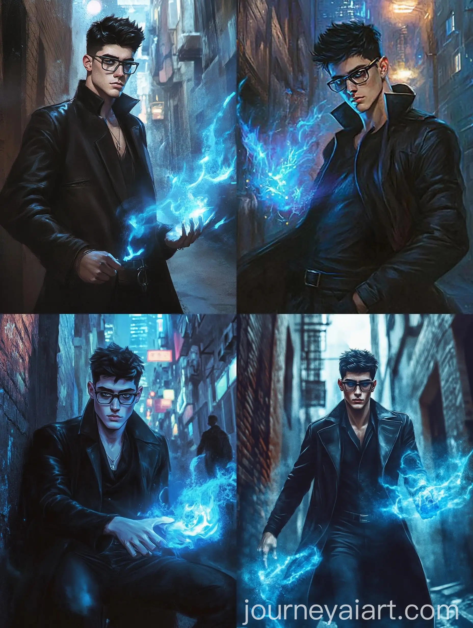 Dark-Sorcerer-Casting-Blue-Magical-Fire-in-Cyberpunk-City-Alley