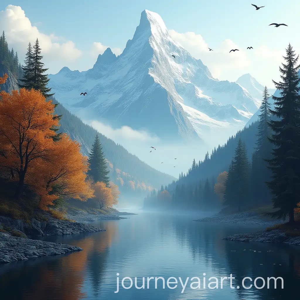 Autumn-Landscape-with-Mountain-River-and-Birds