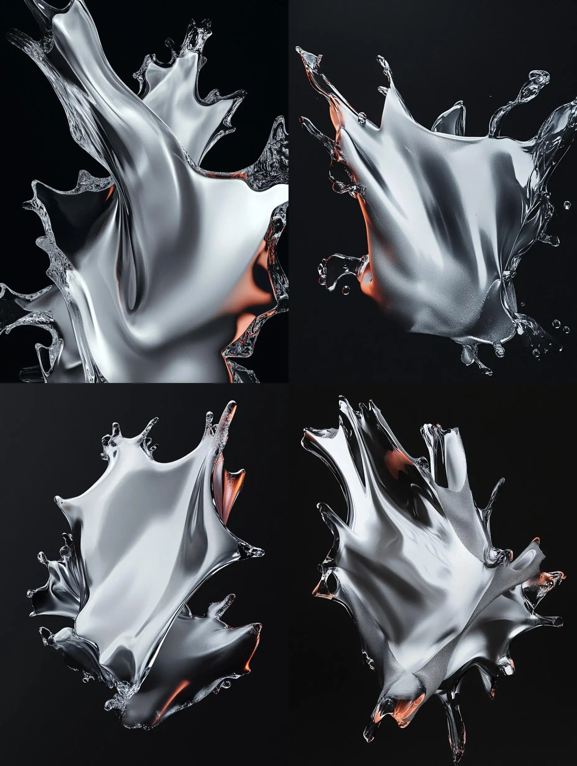 Surreal-Solid-and-Liquid-Shard-Forms-with-Grey-and-Black-Art-on-Black-Background