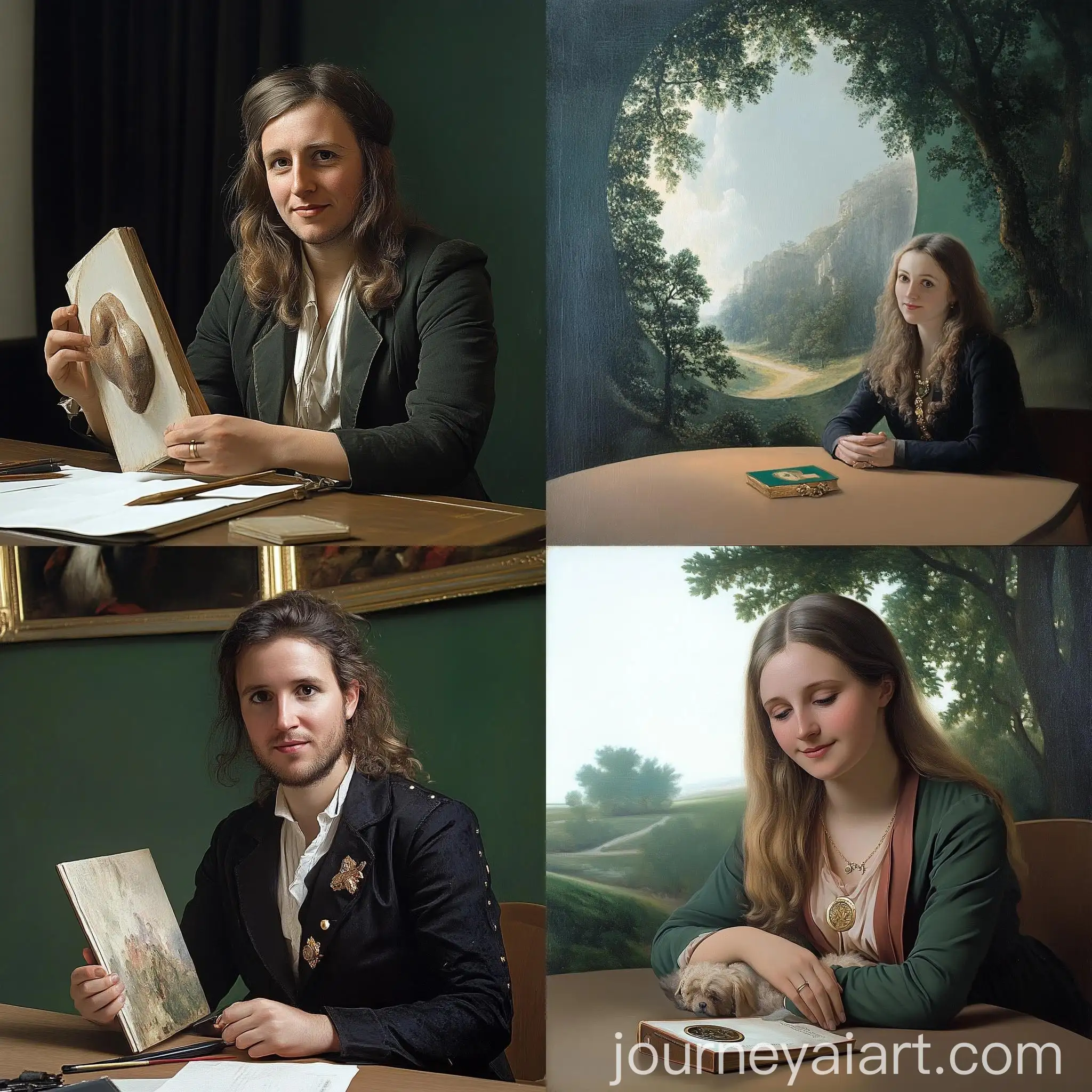 Victorian-Lady-Painting-Portrait-in-Sunlit-Room