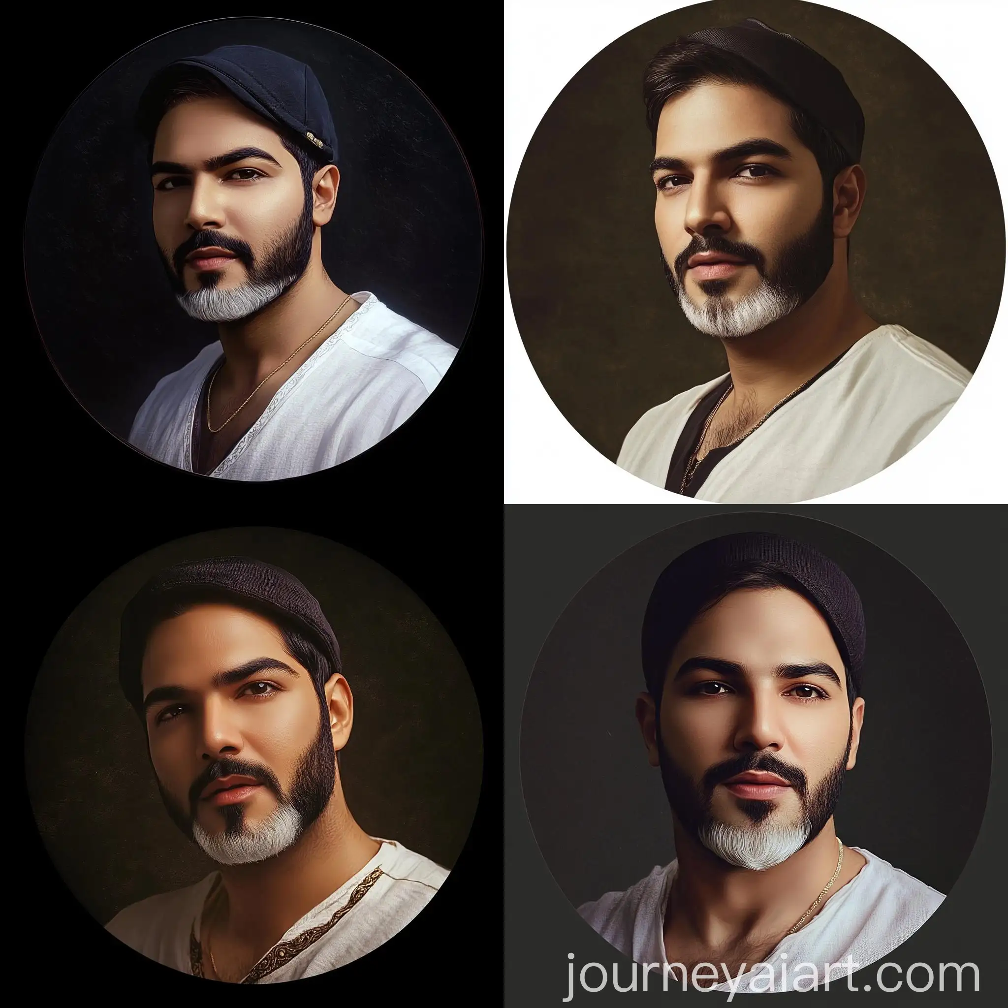 Greek-Philosopher-Inspired-Round-Badge-with-Realistic-Portrait