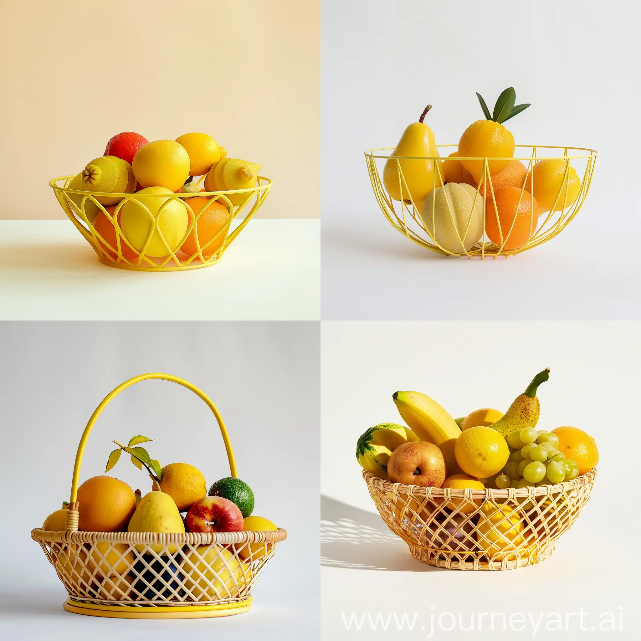 Minimalist-Yellow-Fruit-Basket-on-White-Background