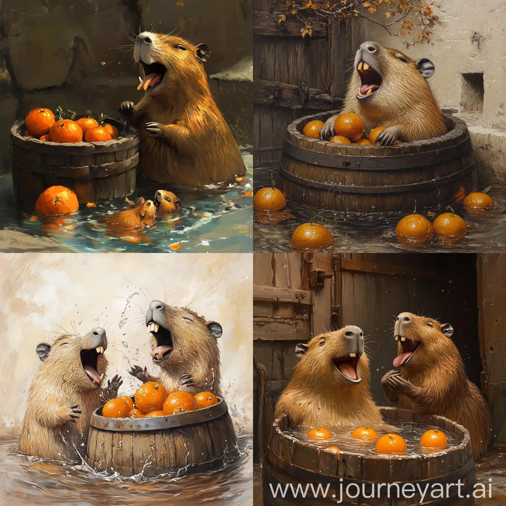 Capybara-and-Rogue-Caper-Laughing-in-Water-Barrel-Scene