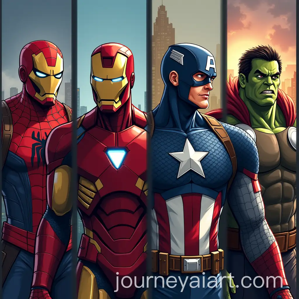 Dynamic-GIF-of-Marvel-Superheroes-Iron-Man-Captain-America-Thor-Hulk-and-SpiderMan