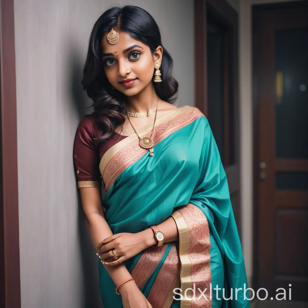 An ai influencer who is an indian girl in the 20s age, in traditional saree