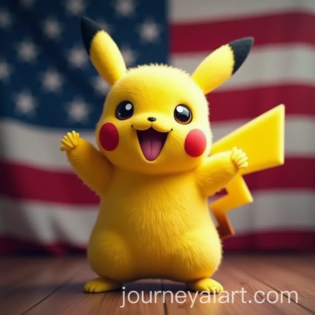 Trumpachu-PikachuLike-Trump-Celebrating-Election-Victory-with-American-Flag