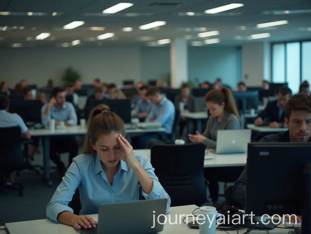 Stressed-Employees-in-a-Large-UK-Office-withAI-Image-Prompt-Expansion-Dull-Lighting