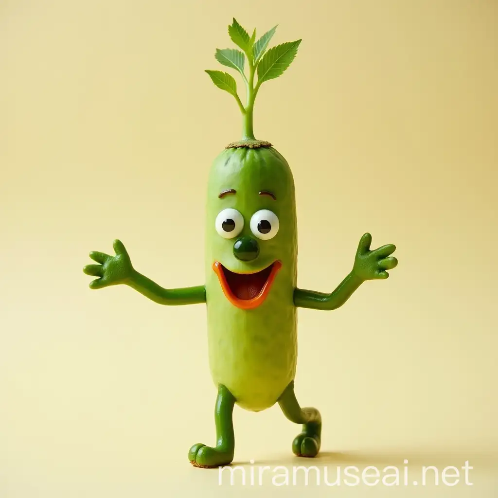 Cheerful Mischievous Vegetable Snack with Limbs