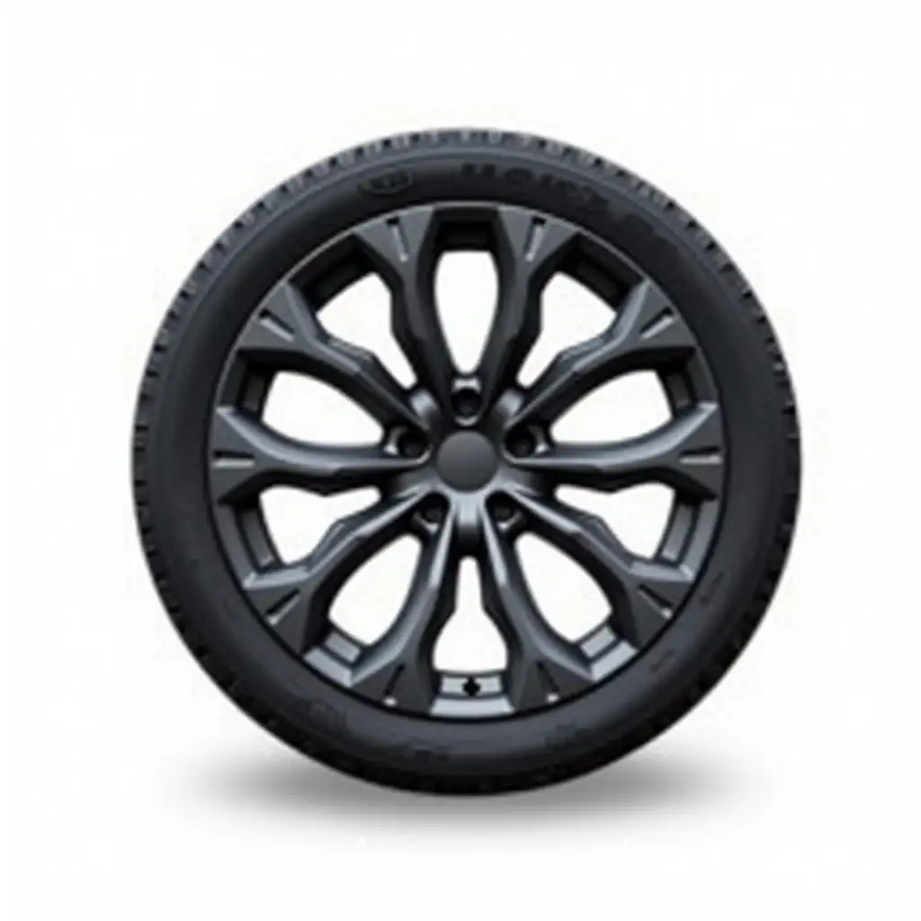 Stylish-Front-View-Car-Wheel-Design-on-White-Background