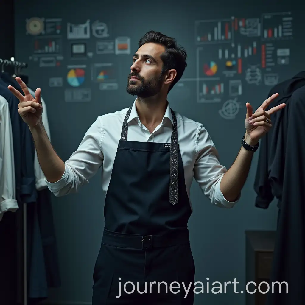 Male-Tailor-Pointing-at-Business-Charts-and-Tools-in-Office-Setting