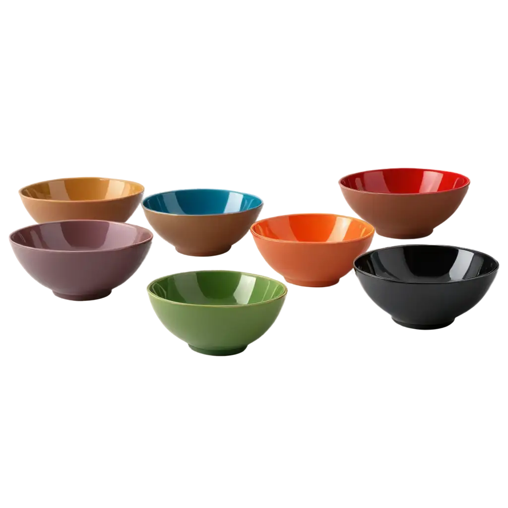 Contemporary-Ceramic-Bowls-PNG-Collection-Vibrant-Colors-on-Transparent-Background