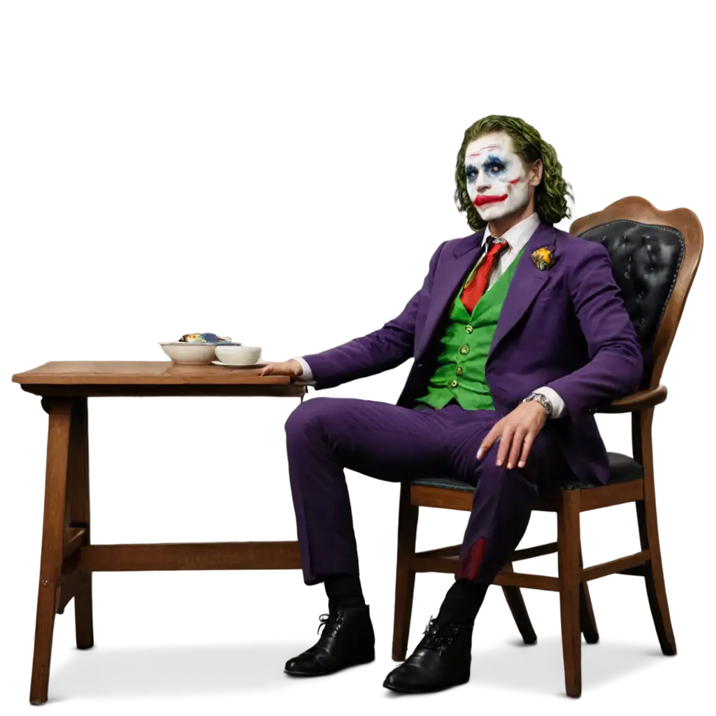 Joker-Sitting-in-Chair-with-Hands-on-Table-HighQuality-PNG-Image-for-Various-Uses