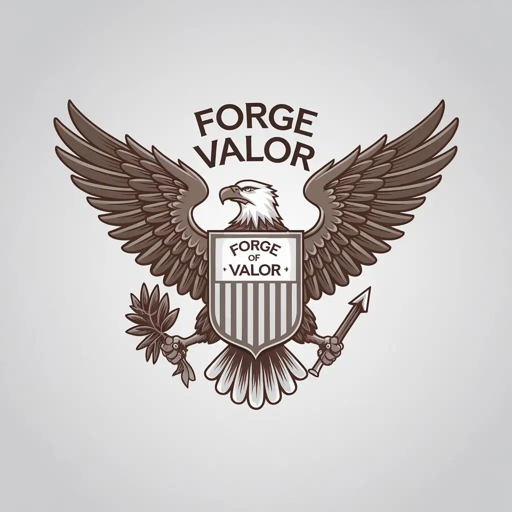 LOGO Design for Forge of Valor American Eagle in Minimalistic Style on Clear Background