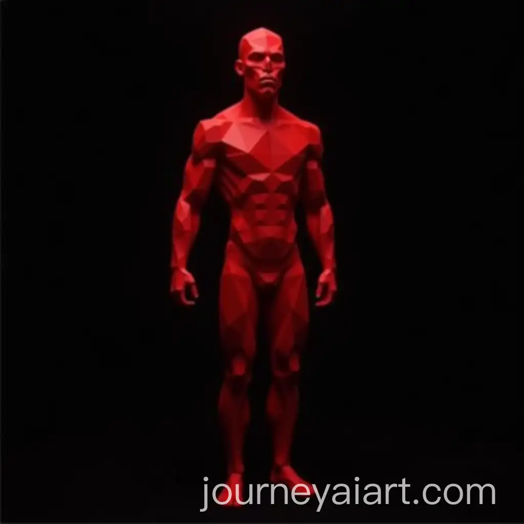LowPoly-Red-Human-Body-in-Pixel-Art-Style-on-Black-Background