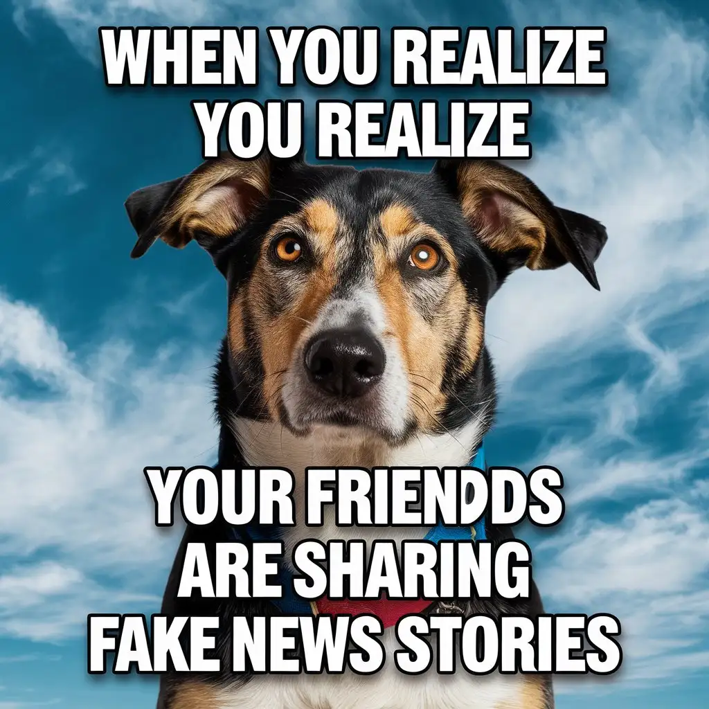 create a meme warning your friends not to fall for fake news stories.