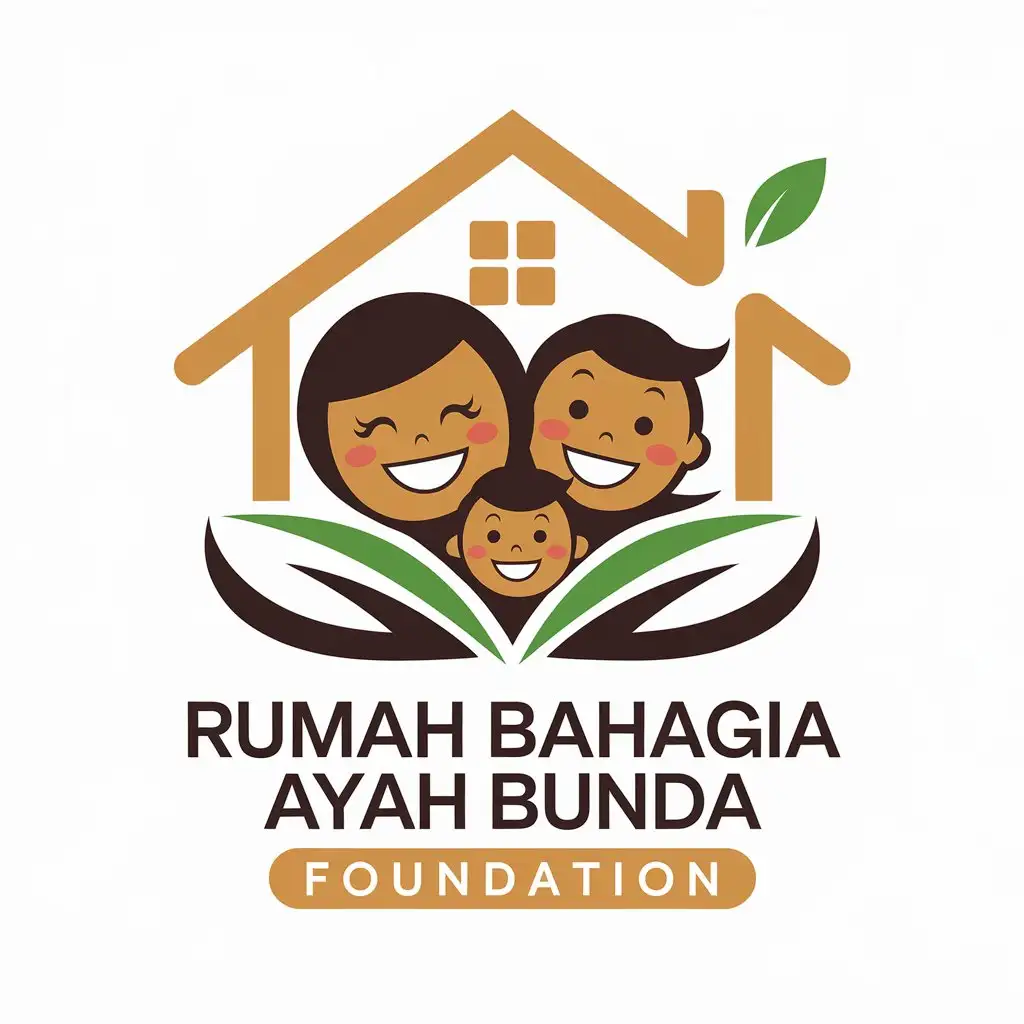 a vector logo design,with the text "Rumah Bahagia Ayah Bunda Foundation", main symbol:happy small family,Moderate,be used in Home Family industry,clear background