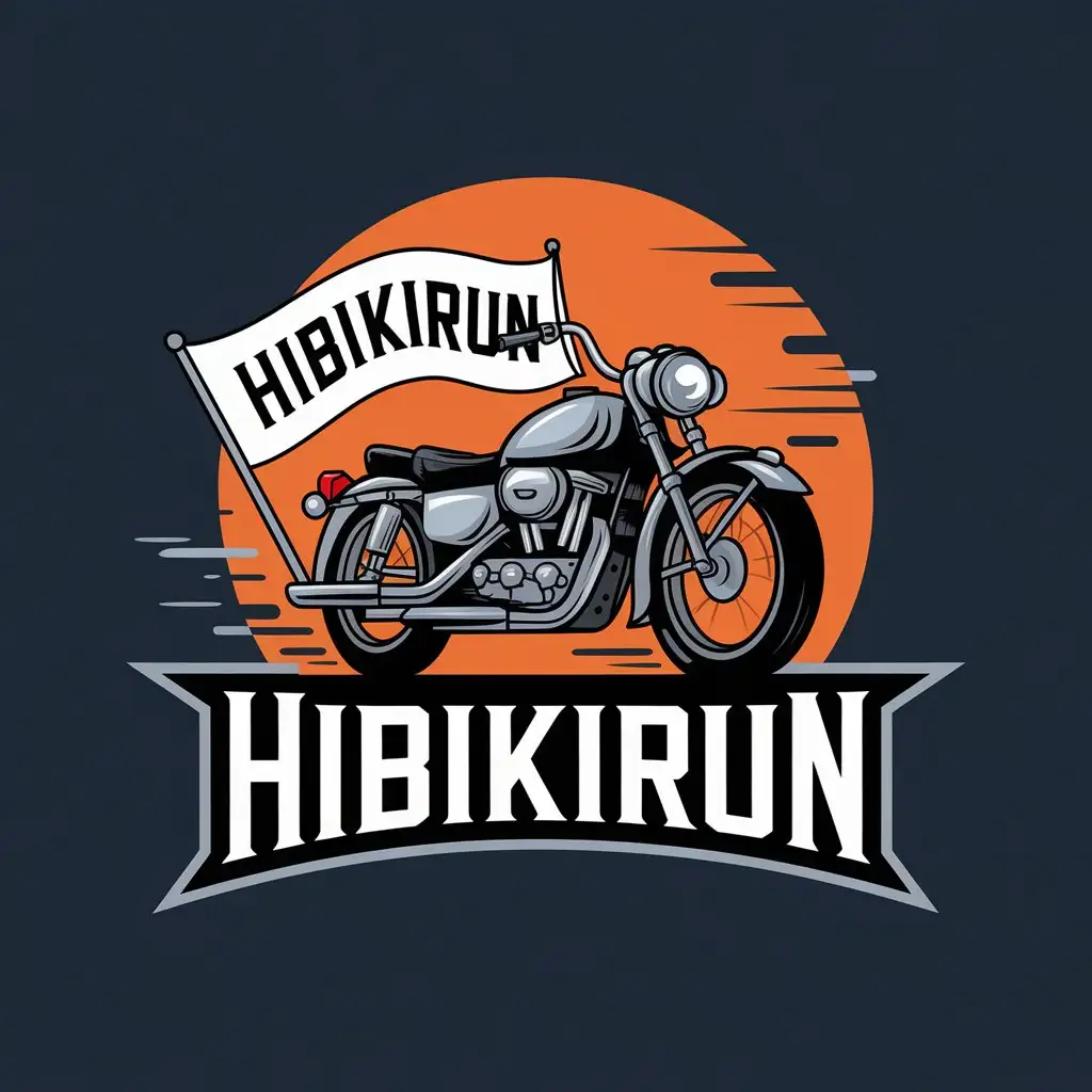 LOGO Design for HibikiRun Dark Night Gray Gold and Daybreak Silver with JapaneseInspired Motorcycle Theme