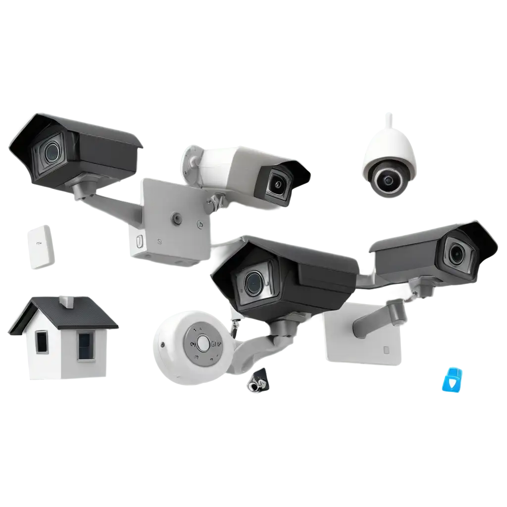 Realistic-PNG-Image-Secure-House-with-Walls-Locks-and-Security-Cameras