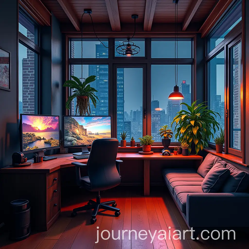 Modern-Gaming-Room-with-Steel-Wood-Glass-and-Neon-Lights