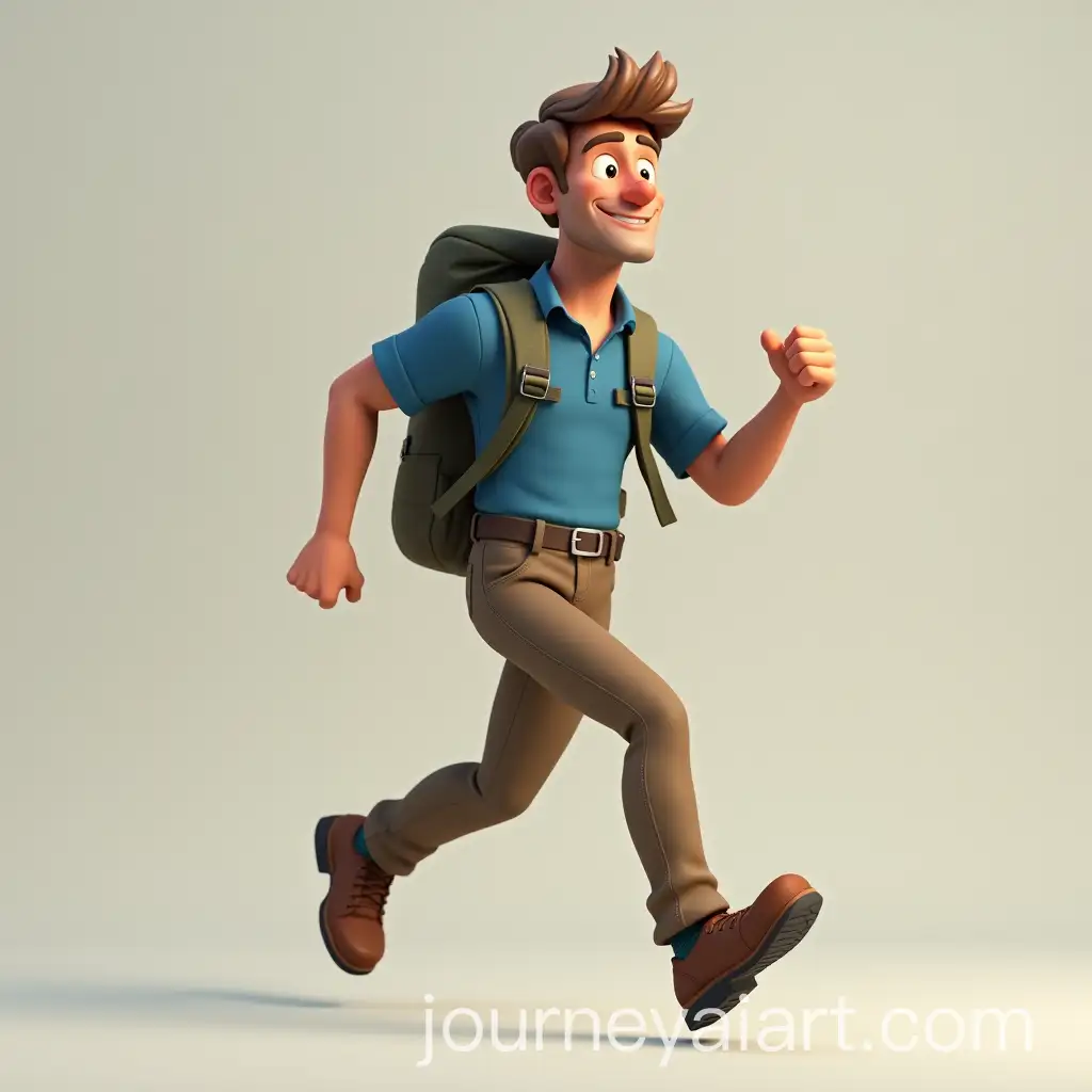 3D-Animated-Character-of-a-Man-Running-in-Blue-Hiking-Clothes