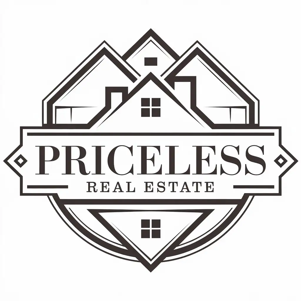 LOGO Design for Priceless Real Estate House Outline with Clean and Modern Style for Real Estate Industry