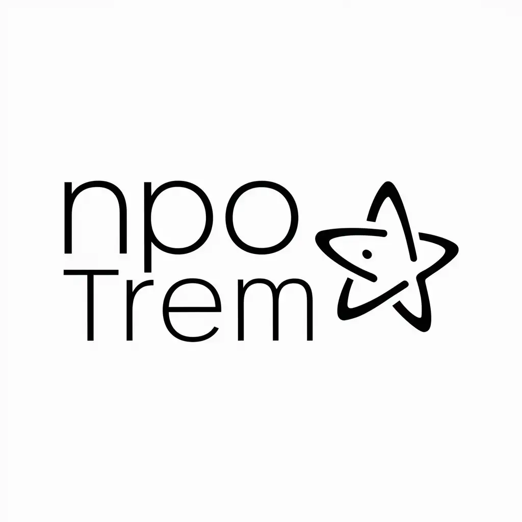 a logo design,with the text "NPO TREM", main symbol:Lithium atom,Moderate,be used in Technology industry,clear background