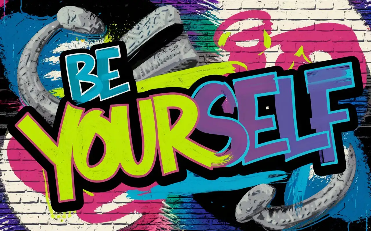 Vibrant Graffiti Art with Be Yourself Inscription