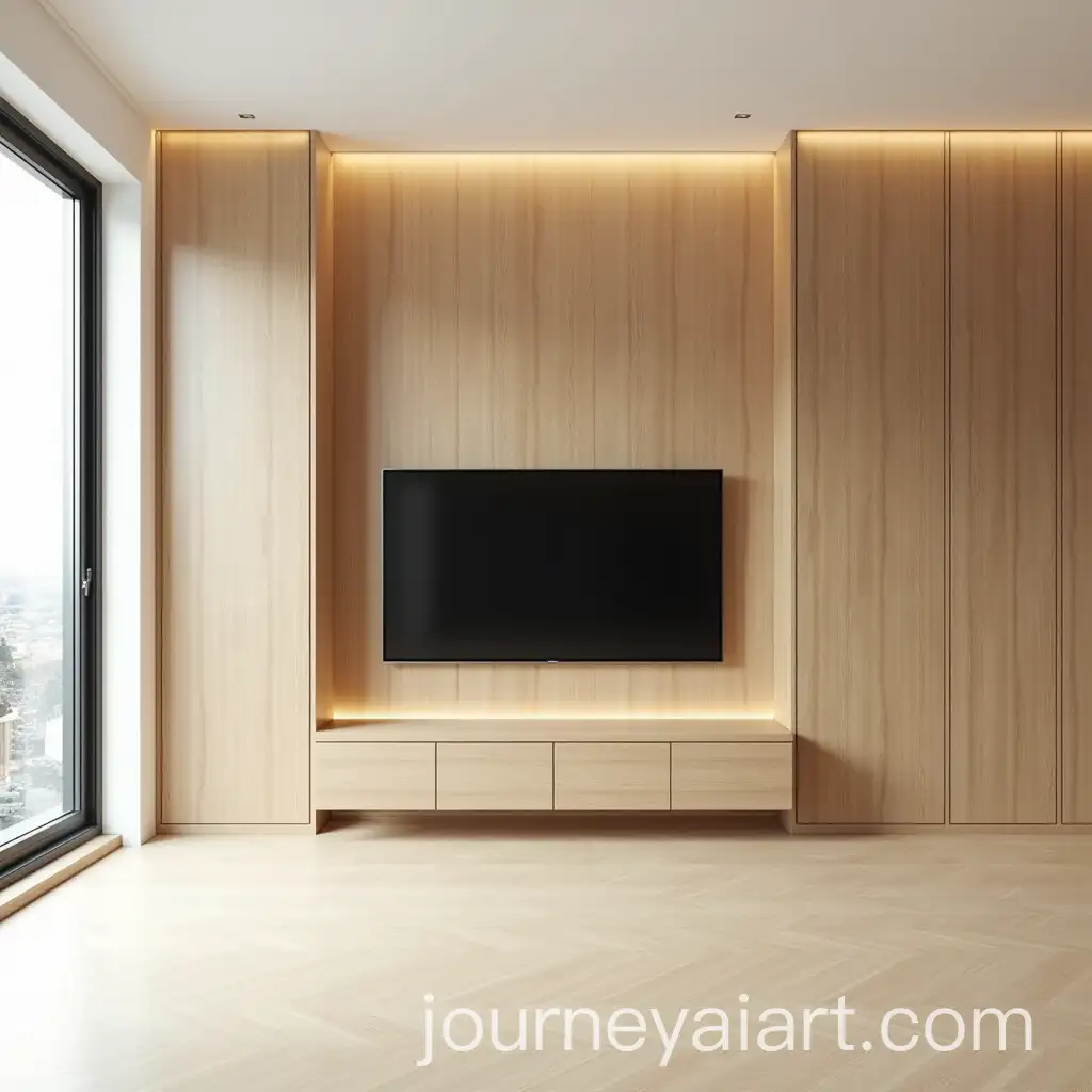 Modern-Living-Room-TV-Wall-Design-with-HiddenAI-Image-Prompt-Expansion-Door-and-Floating-Cabinet