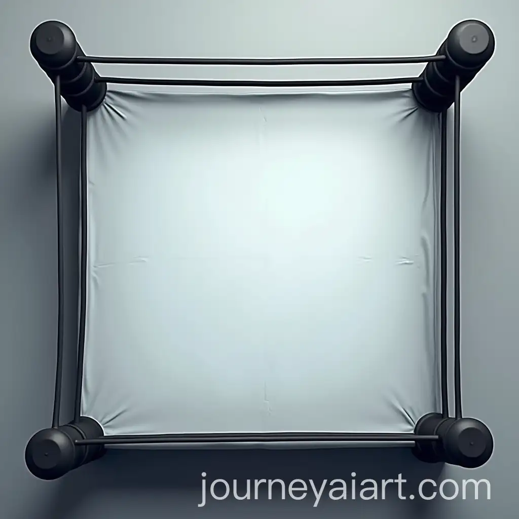 Aerial-View-of-Wrestling-Ring-with-Black-Metal-Posts-and-Corner-Protectors