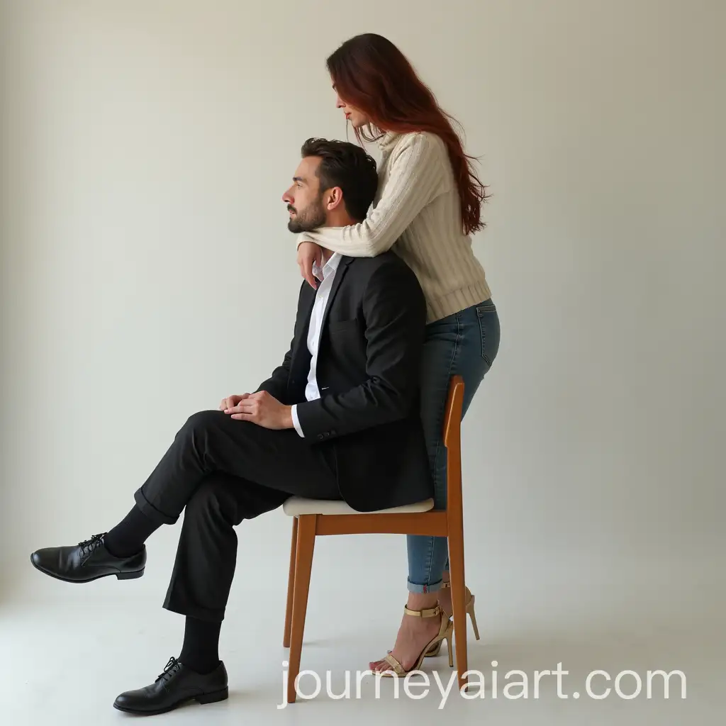 Woman-Balancing-on-a-Mans-Leg-While-Sitting-on-a-Chair