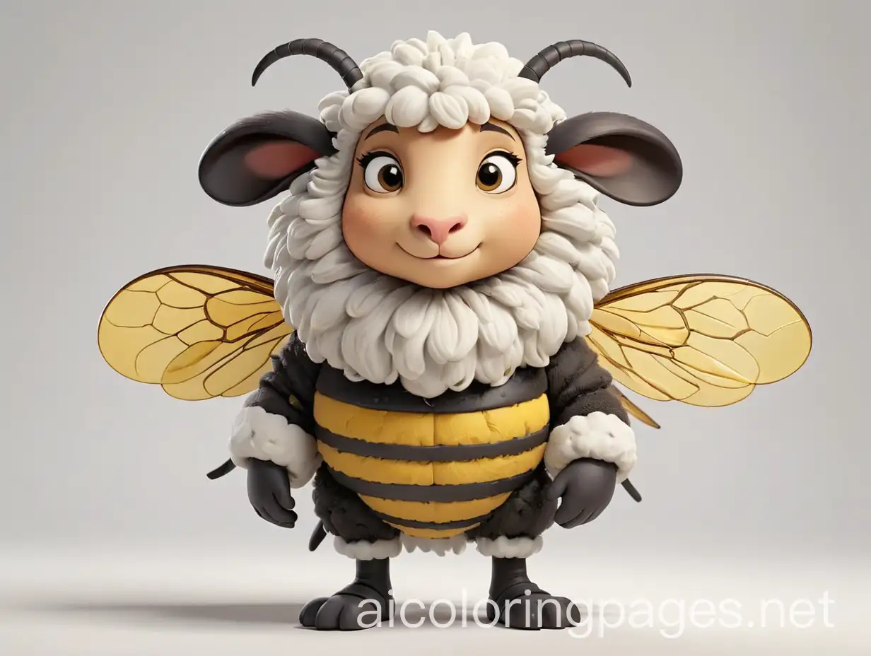 Cartoon-Sheep-Dressed-as-a-Honeybee-Coloring-Page