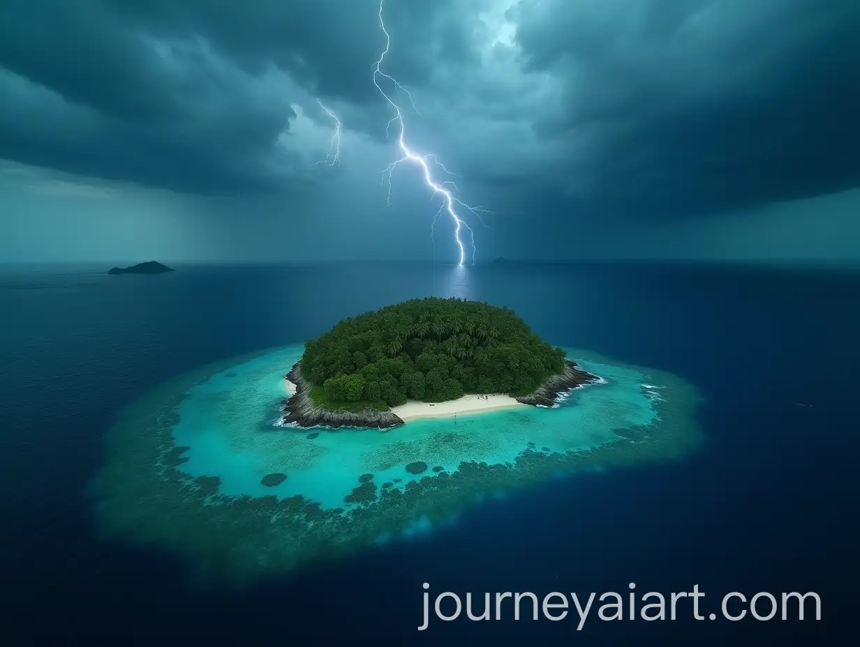 Tropical-Island-in-the-Ocean-During-aAI-Image-Prompt-Expansion-Storm-and-Thunder-Viewed-from-a-Drone