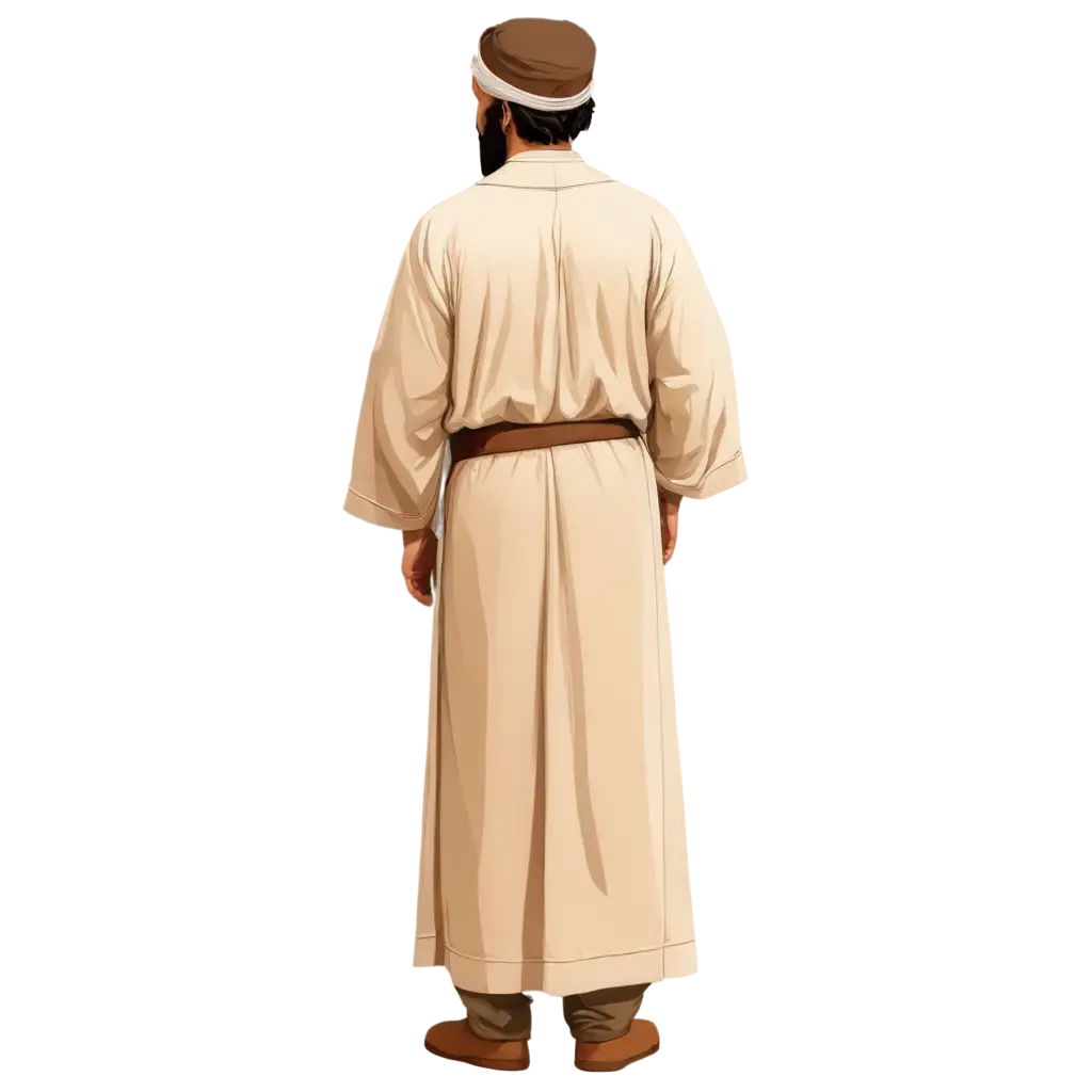 PNG-Image-of-Jewish-Man-Wearing-Head-Covering-and-Long-Sleeve-Tunic-Robe-Back-View