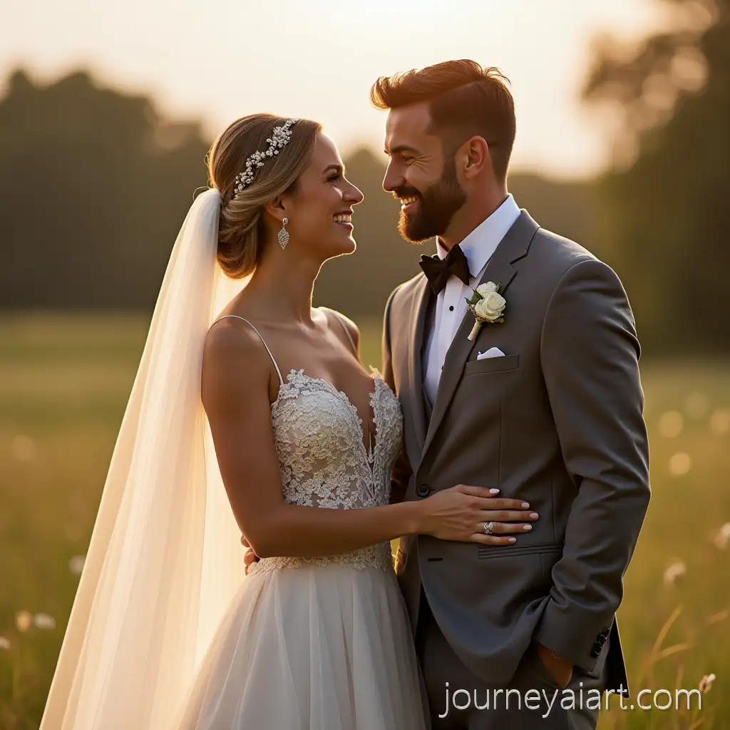 Romantic-Outdoor-Wedding-Scene-withRomantic-wedding-scene-Smiling-Bride-and-Groom