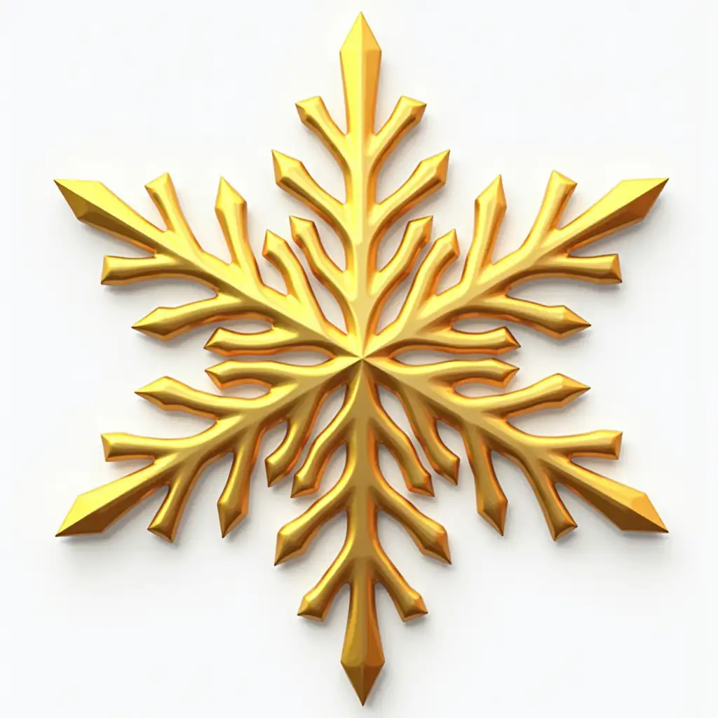  One Snowflake 3d gold png