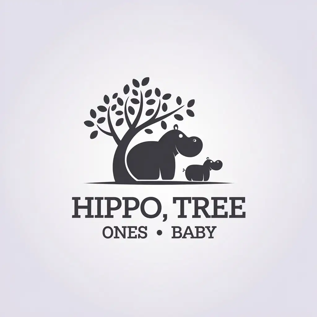 LOGO Design for Hippo Tree Baby Minimalistic Vector Design for Animals Pets Industry