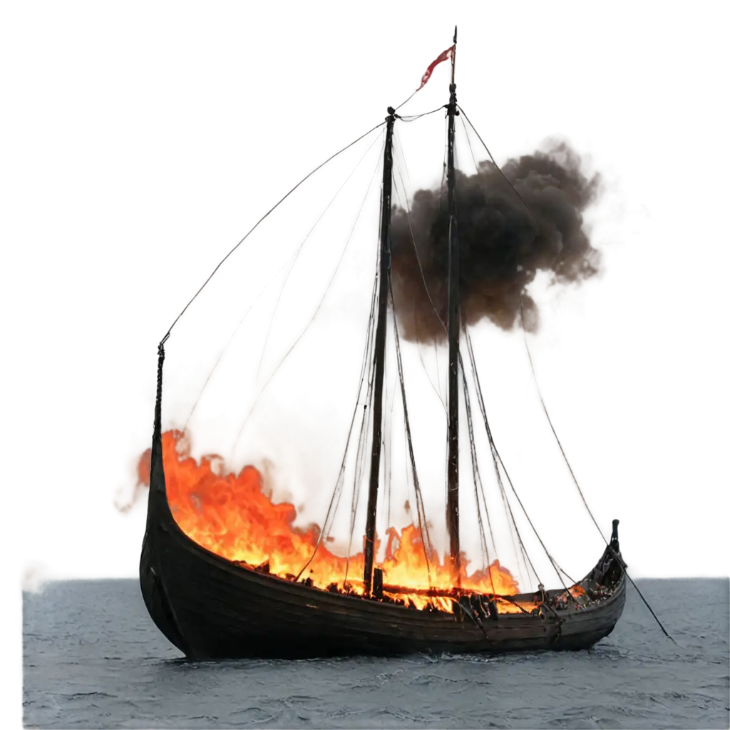 Burning-Viking-Ship-PNG-Image-Dramatic-Scene-of-Norse-History