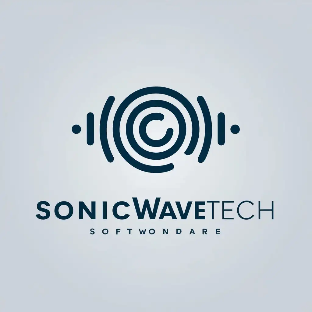 a vector logo design,with the text "SonicWaveTech", main symbol:sound,Minimalistic,be used in software industry,clear background